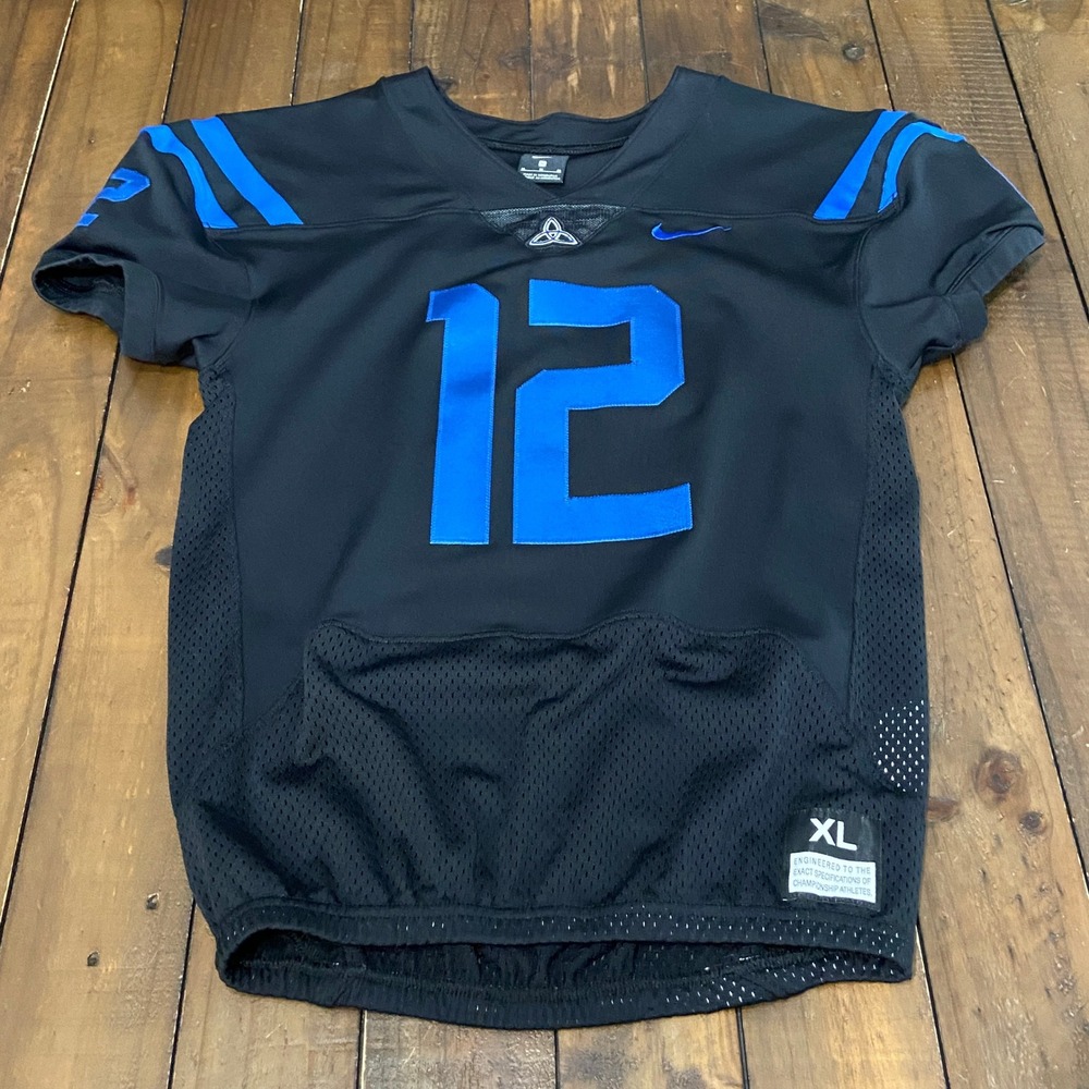 Nike Football Jersey Mens XL Black Blue Number 12 Mesh Athletic Shirt 908641